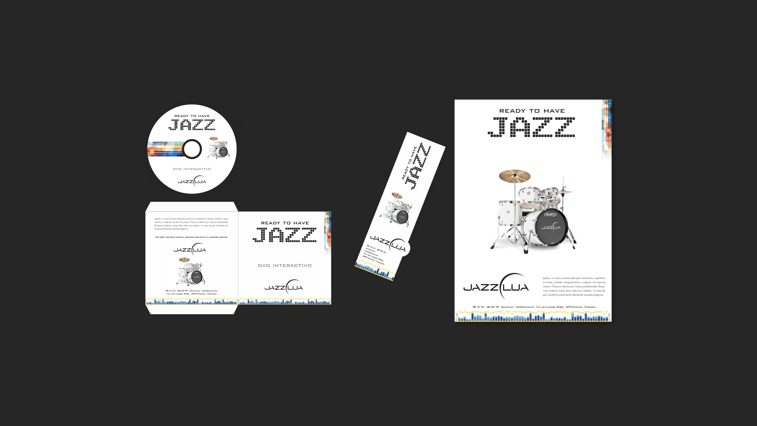 Diseño Dismovil Jazzlua material promocional
